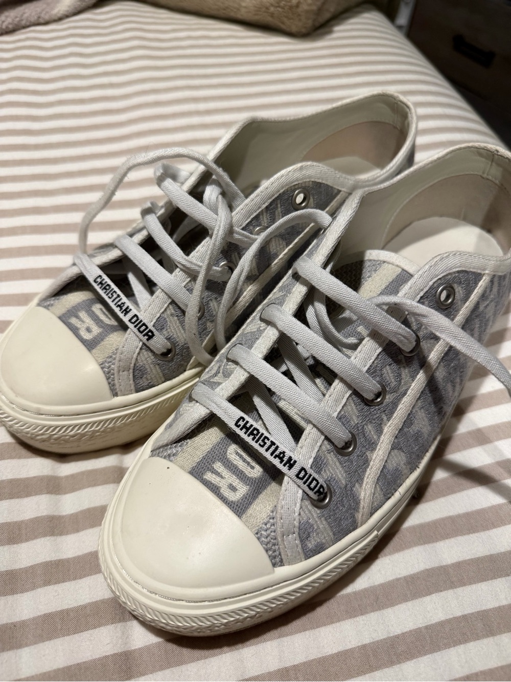 Mens Dior White Leather Low-Top Sneakers 42